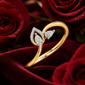 Anillo de Compromiso con Diamante Cultivado en Laboratorio con Corte de Pera, Inspirado en la Naturaleza, para Mujer, Oro de 10K, 14K, 18K, Plata 925, 935, Chapado en Rodio, de Lujo - Product Image 1