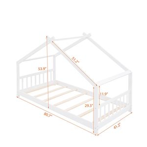 Letto a capanna in legno bianco per bambini, misura Twin - Product Image 6
