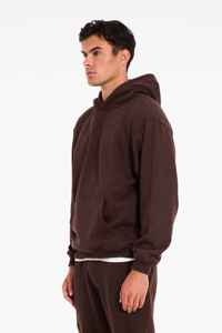 Sweat-shirt à capuche marron foncé pour homme, 100 % coton molletonné, décontracté, pour l'automne, avec poche avant, coupe oversize, tricoté - Product Image 2
