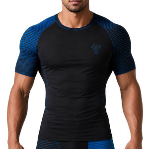 T-shirt de compression pour homme, haute qualité, faible MOQ, logo personnalisé, meilleur prix, fournisseurs de t-shirts de compression pour la course à pied, manches courtes - Product Image 1