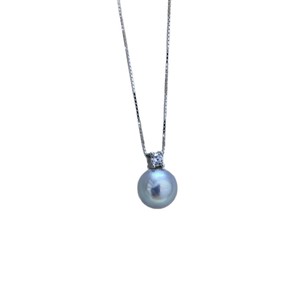 Collier pendentif en perle de style Diana 8-9 mm Argent 925 Perle d'eau de mer naturelle Abondante Pendentif fin à la mode Rond Lumière intense - Product Image 5