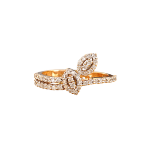 14K Rose <b>Gold</b> Open Wrap Flower Shape <b>Cocktail</b> <b>Ring</b> with Marquise Double Halo Lab Grown Diamond Signet Band for Engagement - Product Image 5