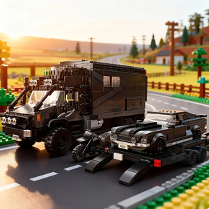 2135 piezas de bloques de construcción clásicos de autocaravana y coche deportivo con remolque, modelo MOC, juguete educativo para niños, regalo de cumpleaños - Product Image 5