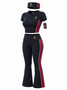 Women 3 piece sports set with top leggings and <b>headband</b> made for breathable comfort easy movement <b>yoga</b> gym and jogging - Product Image 1