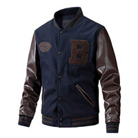 Blouson universitaire d'hiver personnalisé pour homme avec col montant et logo brodé sur le devant, style urbain, design personnalisable - Grande Vente