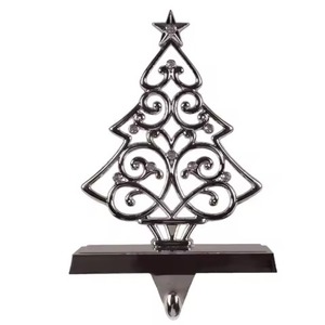 Rustic Metal <b>Stocking</b> <b>Holder</b> Decorative Holiday Accent for Seasonal Arrangements - Product Image 1