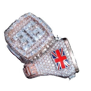 Original Moissanite Diamond <b>Mens</b> <b>Ring</b> 925 <b>Silver</b> Iced out Hip Hop Jewelry with Letter Design <b>for</b> Party Gift - Product Image 5