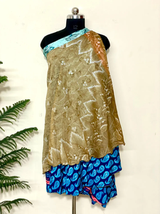 Falda cruzada reversible estilo bohemio y vestido largo floral vintage |   Traje de Baño de Talla Única |   Seda reciclada hecha a mano con cinturón |   Transpirable - Product Image 3