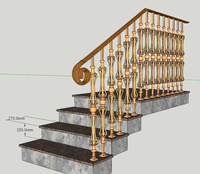 Sublimez votre escalier avec des balustres en fer forgé de conception européenne artisanale, finition couleur cuivre antique, ajoute une touche d'élégance classique.