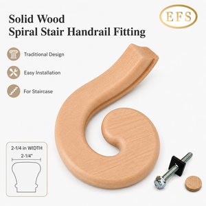 Barandilla de Escalera Curva de Madera Sólida Ecológica de Estilo Tradicional, Junta de 2-1/4 Pulgadas de Ancho, Pieza de Barandal de Escalera de Instalación Rápida Resistente al Agua - Product Image 1