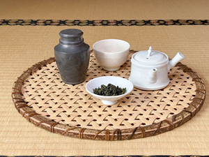 Japanese White Bamboo Tea Tray Handwoven <b>Round</b> Serving Tray Tea Ceremony Display Natural <b>Wicker</b> Supplier Manufacturer - Product Image 3