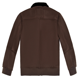<b>Men's</b> Brown <b>Suede</b> Bomber <b>Jacket</b> With Faux Fur Lining Winter <b>Jacket</b> Zipper Closure Regular Fit Turn-down Collar Bomber <b>Jacket</b> - Product Image 3