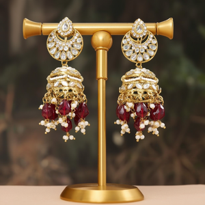 Exquisite Austrian Stone & <b>Mirror</b> Jhumki Fashion Jewelry Set <b>with</b> Maangtikka-10575476MR - Product Image 3