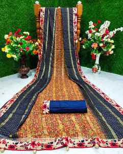 Sari de chifón elegante y moderno con blusa para mujer, que ofrece un aspecto hermoso, tela suave y cómoda, fácil de usar en cualquier ocasión. - Product Image 2