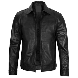 2026 OEM Hot Selling Black Cowhide Leather <b>Jacket</b> For Men's Zipper Pockets 100%High Quality Low MOQ Winter <b>Heated</b> Fashion <b>Jacket</b> - Product Image 4