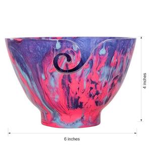 Bol à fil en résine marbrée bleu et blanc fait main avec découpe en spirale pour le rangement des fils à tricoter et à crocheter, cadeau artisanal artistique - Product Image 2