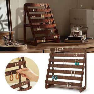 Présentoir à boucles d'oreilles rétro en bois, organisateur de commandes à retirer soi-même, accessoire de présentation de bijoux - Product Image 1