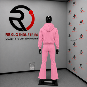 Conjunto Deportivo Rosa para Hombre, Sudadera con Cremallera Completa y Pantalones Acampanados, Conjunto de Dos Piezas, Ropa Deportiva Informal, Venta al Por Mayor Personalizada - Product Image 4