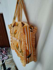 Sac fourre-tout artisanal en tissu de coton matelassé indien rose uni avec fermeture éclair, grand sac fait main pour femme, vente en gros - Product Image 3
