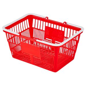 4 paniers de courses empilables en plastique PE de 21 L, structure en maille dense avec poignées, capacité de 20 lb, pour supermarché, portables - Product Image 1