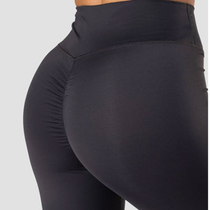 Leggings de yoga taille haute pour femmes, longueur intégrale, en Spandex/coton, sans coutures, extensibles dans quatre directions, couleur unie noire, taille élastique, poches, Econex - Product Image 2
