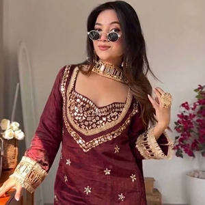 Luxury Ethnic Sharara Set with Mirror Work | Wedding & Sangeet Wear Outfit - Product Image 1