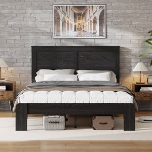 Letto Matrimoniale in Legno con Piattaforma, Silenzioso, Facile da Montare, Senza Necessità di Rete a Doghe, Ampio Spazio di Stoccaggio, Letti in Metallo - Product Image 3