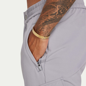 Pantalon de survêtement léger pour homme, taille élastique, plusieurs poches, style décontracté, gris, polyester respirant, pour le printemps - Product Image 6