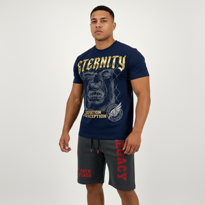 Conjunto de Dos Piezas de Ropa Urbana para Hombre Eternity, Camiseta y Pantalones Cortos de Algodón con Estampado Gráfico y Cierre con Cordón, Ropa Casual de Verano - Product Image 4