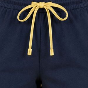 Yellow And Navy Women Two Piece Shorts Set Square Neck Button <b>Top</b> Floral Butterfly Print Contrast Trim Casual Summer Cotton Loun - Product Image 5