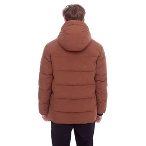 Blouson matelassé marron à capuche pour homme, fermeture éclair, coupe-vent, manteau d'hiver décontracté, coupe régulière, manches épaisses, rembourrage en polyester 2026 - Product Image 3