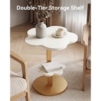 Table d'appoint moderne en métal doré avec plateau en marbre, accent doré brossé, table sur piétement pour salon et décoration intérieure
