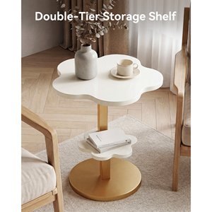 MODERN GOLD METAL <b>SIDE</b> <b>TABLE</b> WITH MARVLE <b>TOP</b> BRUSHED GOLD ACCENT PEDESTAL <b>TABLE</b> FOR LIVING ROOM &HOME DECOR - Product Image 2