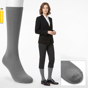 SAMAVIA Custom Gray <b>Knee</b> <b>High</b> Crew Socks Cotton Unisex Sports Casual OEM Wholesale Manufacturer Soft Breathable Comfort Fit - Product Image 5