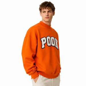 เสื้อสเวตเชิ้ตคอเต่าผ้าฝ้าย 100% สำหรับผู้ชาย พร้อมปักอักษรเชนิลล์แบบกำหนดเอง ทรงหลวม โอเวอร์ไซส์ - Product Image 2
