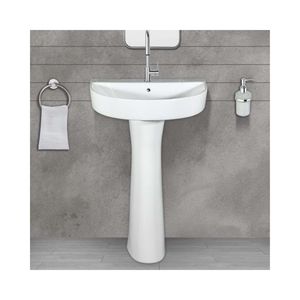 Lavabo de cerámica de alta calidad con pedestal, 550x425x835mm, lavabo de porcelana para baño, lavabo para lavar ropa, conjunto Calix - Product Image 1