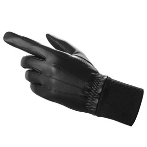 Guantes de Cuero para Dedos Completos, Térmicos, Aislantes, de Invierno, Unisex, para Ciclismo, con Cierre de Tirón, Negros y con Pantalla Táctil - Product Image 2