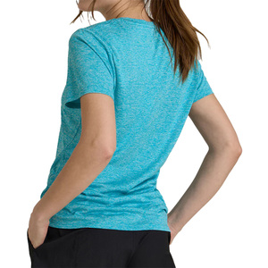 T-shirt à manches courtes col en V pour femme, couleur unie, logo, vêtement décontracté, coupe classique, 100% coton biologique, écologique, séchage rapide, printemps - Product Image 3