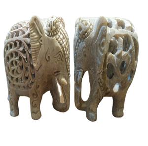 ELEPHANT STANDING SHOW PIECE STONE PERFORATED DECORATIVE ELEPHANT SHOWPIECE HIGH QUALITY Decorations for Home - Product Image 1