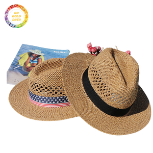 หมวกสานทรงสวยหรูสำหรับผู้หญิง ปีกกว้าง สำหรับฤดูร้อน ชายหาด วันหยุด อุปกรณ์ป้องกันแสงแดด - Product Image 1