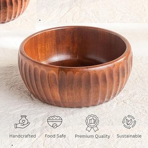Bol sculpté en bois de manguier fait main pour servir, présentoir à fruits, décoration d'intérieur - Product Image 3