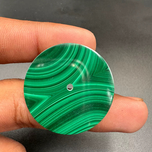Natural Malachite Watch Dial : 31.50 mm Round One Sided Polished Watch <b>Face</b> - Product Image 1