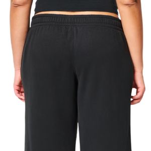 Women <b>Black</b> Wide Leg Fleece Sweatpants Elastic Waist Loose Fit Casual Winter Lounge <b>Trousers</b> <b>with</b> Side <b>Pockets</b> - Product Image 4