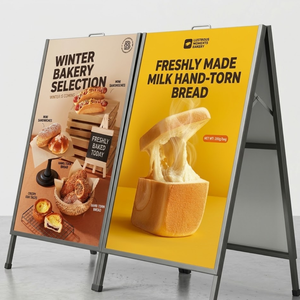 Panneau publicitaire en métal personnalisé en forme de A avec impression sur panneau en mousse, panneau de trottoir pour la publicité extérieure, idéal pour les cafés, restaurants, boutiques - Product Image 1