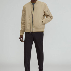 Blouson bomber en polaire bleu marine pour homme, 100% polyester, imprimé lumineux, résistant au vent et à l'eau, fermeture éclair, col montant, coupe classique - Product Image 5