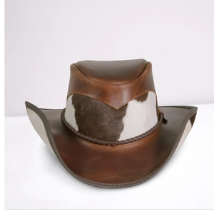 Unisex Vintage Leather Cowboy <b>Hat</b> Fashion Retro <b>Western</b> Outback <b>Hat</b> Wholesale Trendy Cattleman Cap - Product Image 1