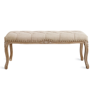 Beige OEM Linen Living Room Furniture Home Stool and Ottoman Classic Linen Solid Wood Foam <b>BENCH</b> MD07 - Product Image 6