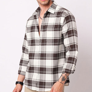 Camisas de franela a cuadros para hombre, a la moda, 100% algodón, manga larga, corte regular, con botones, informales. - Product Image 2