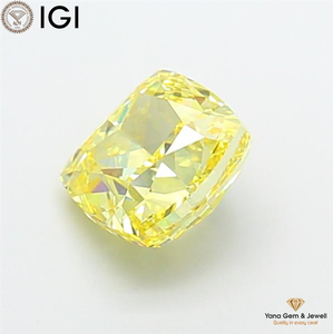 Diamant de laboratoire CVD 3,00 carats taille coussin avec certification IGI, clarté VS2, couleur jaune vif fantaisie pour bague élégante de soirée - Product Image 6