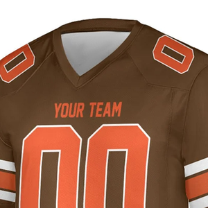 Custom American Football Jersey Brown Orange Team Uniform Youth Adult Breathable Quick Dry Sports Shirt OEM Printing - Product Image 6
